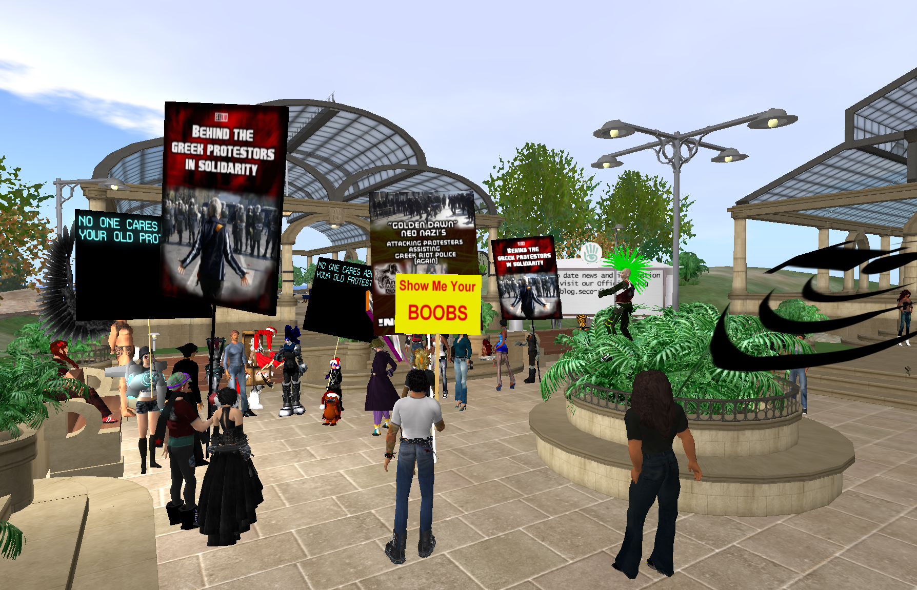 SLLU: Picketing at a public SL welcome area