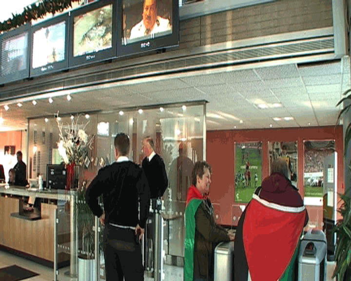 Glued to entrance gates of BBC