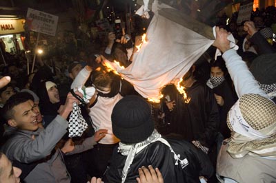 Another Israeli flag spontaniously combusts.