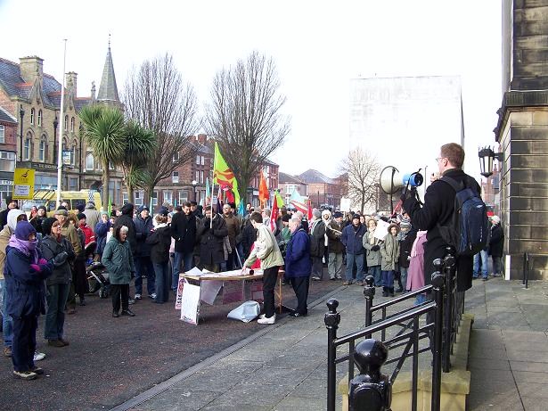 Mark O'Brien addresses the crowd in Wallasey