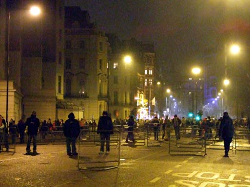Barriers being used to block the police's retreat.