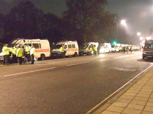 Dozens of riot vans, as far as you can see.