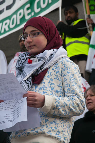 An eleven year old addresses the rally
