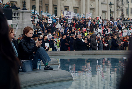 The protest assembles.