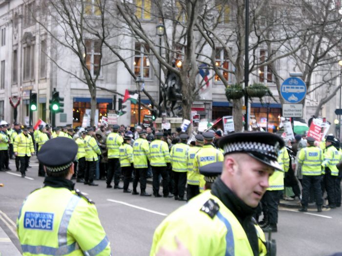 The would be marchers outside the Texas Embassy