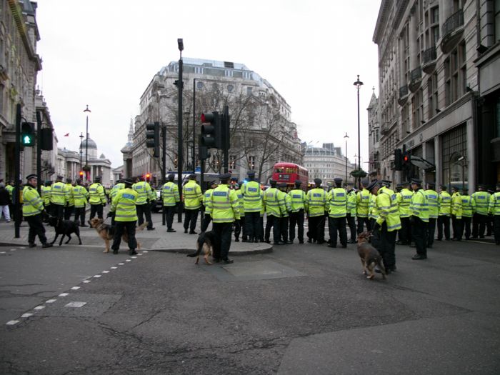 Outer cordon on Pall Mall / Haymarket 4pm