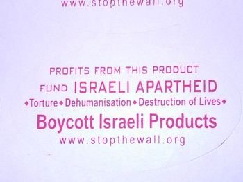 stickers left all over urging the public not to buy