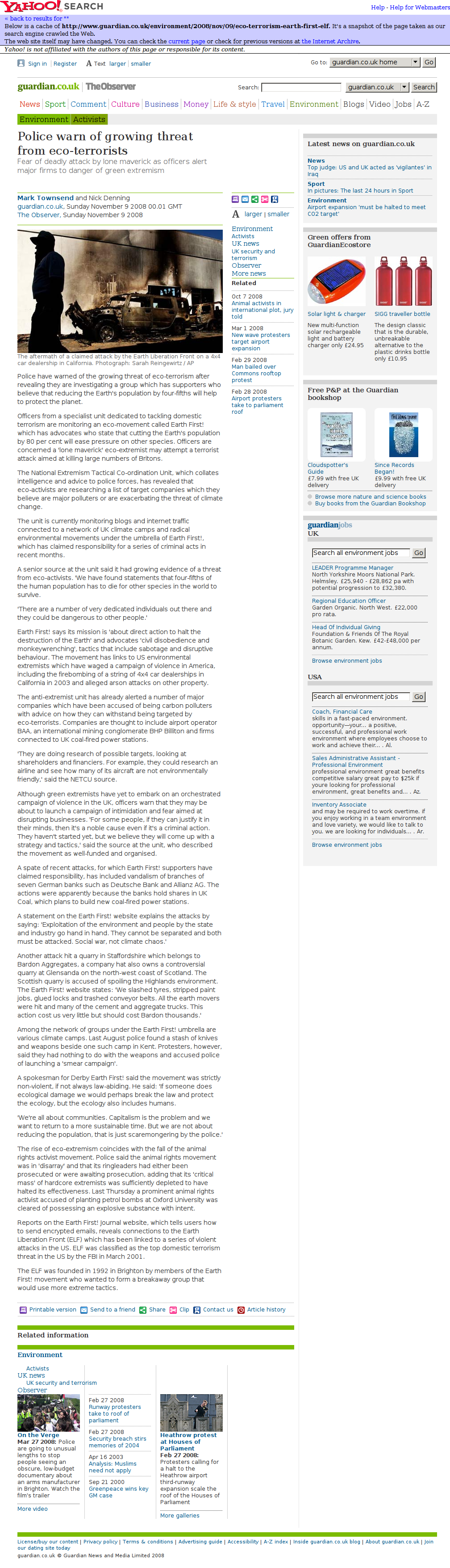 Police warn of growing threat from eco-terrorists