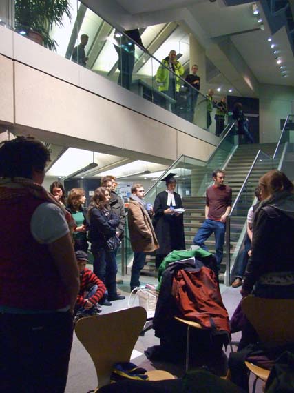 Meeting between stduents and building staff.