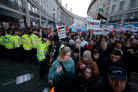 Funneling the protest.