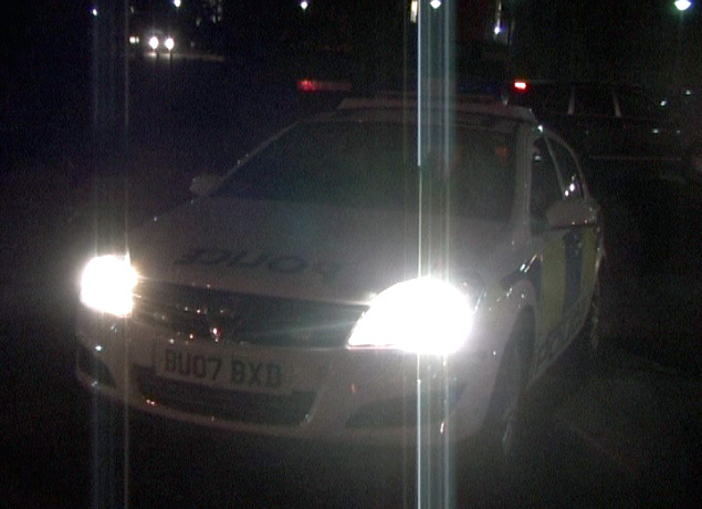 One of two police cars...