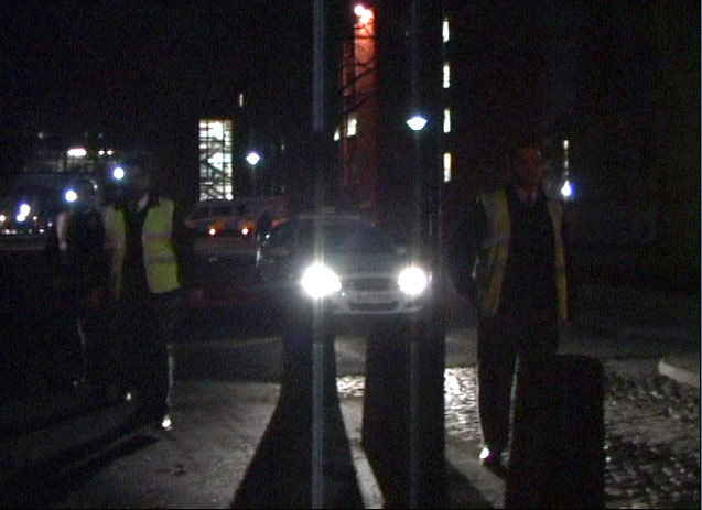 Posse of university security force students off campus.