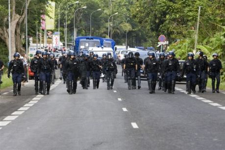 Riot police in Guadeloupe