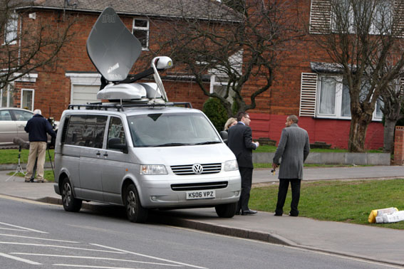Media Shark encampment (2) with corresponding cameramen and live broadcasters
