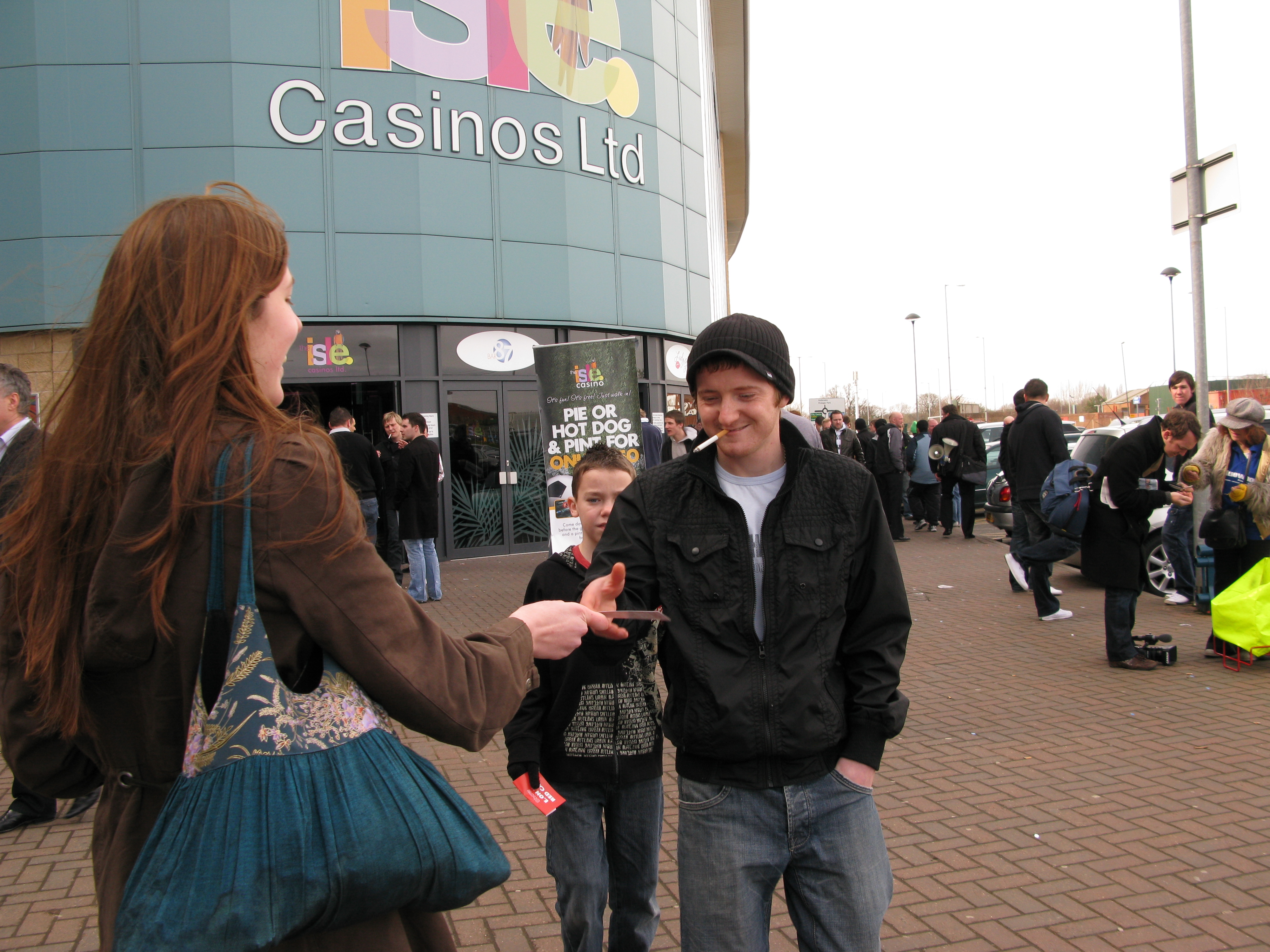 A third year english student, dressed as a referee outside the Rico