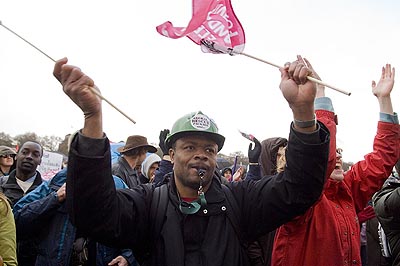 The crowd in broad agreement with Mr Thomas.