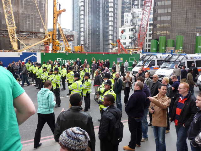 Police containing the Camp