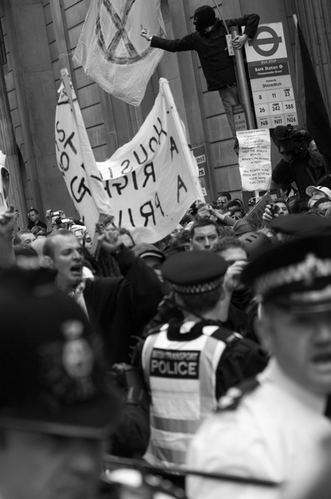 01.04.09 - G20 demonstrations, outside the Bank of England.