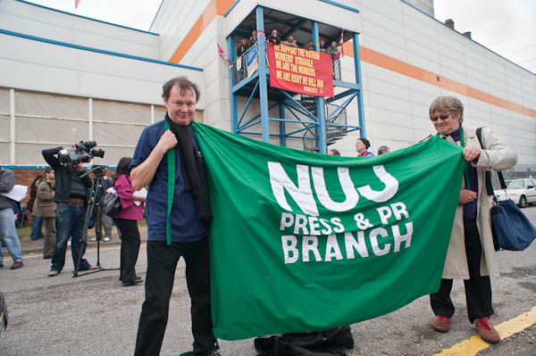 One of various unions banners in support