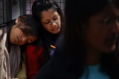 Two students and fasting in support.