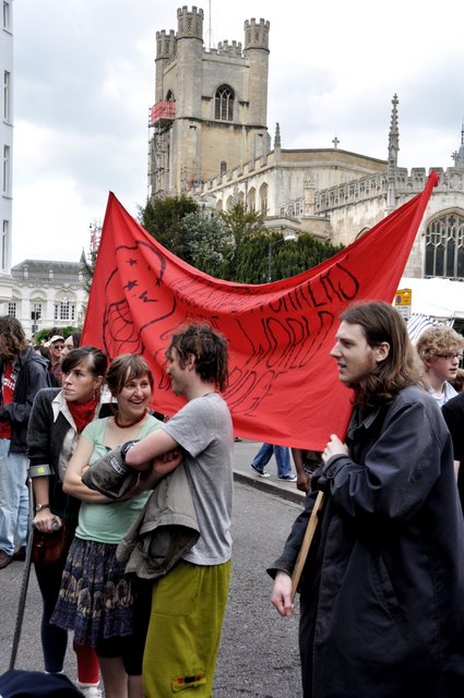 IWW banner & Great St Mary's in Cambridge