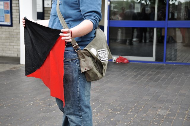 In front of the Cambridge police station