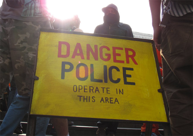 sign telling folks to be careful