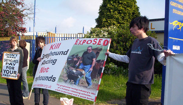 Demo outside Hall Green Stadium, Birmingham - one of last year's events