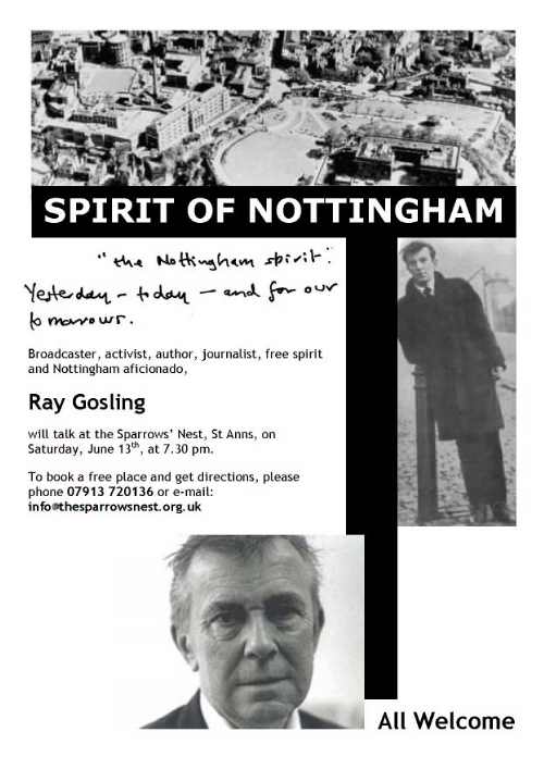 Flyer for event at The Sparrows' Nest, St Ann's on 13th June