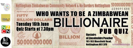 Who wants to be a Zimbabwean Billionaire Pub Quiz