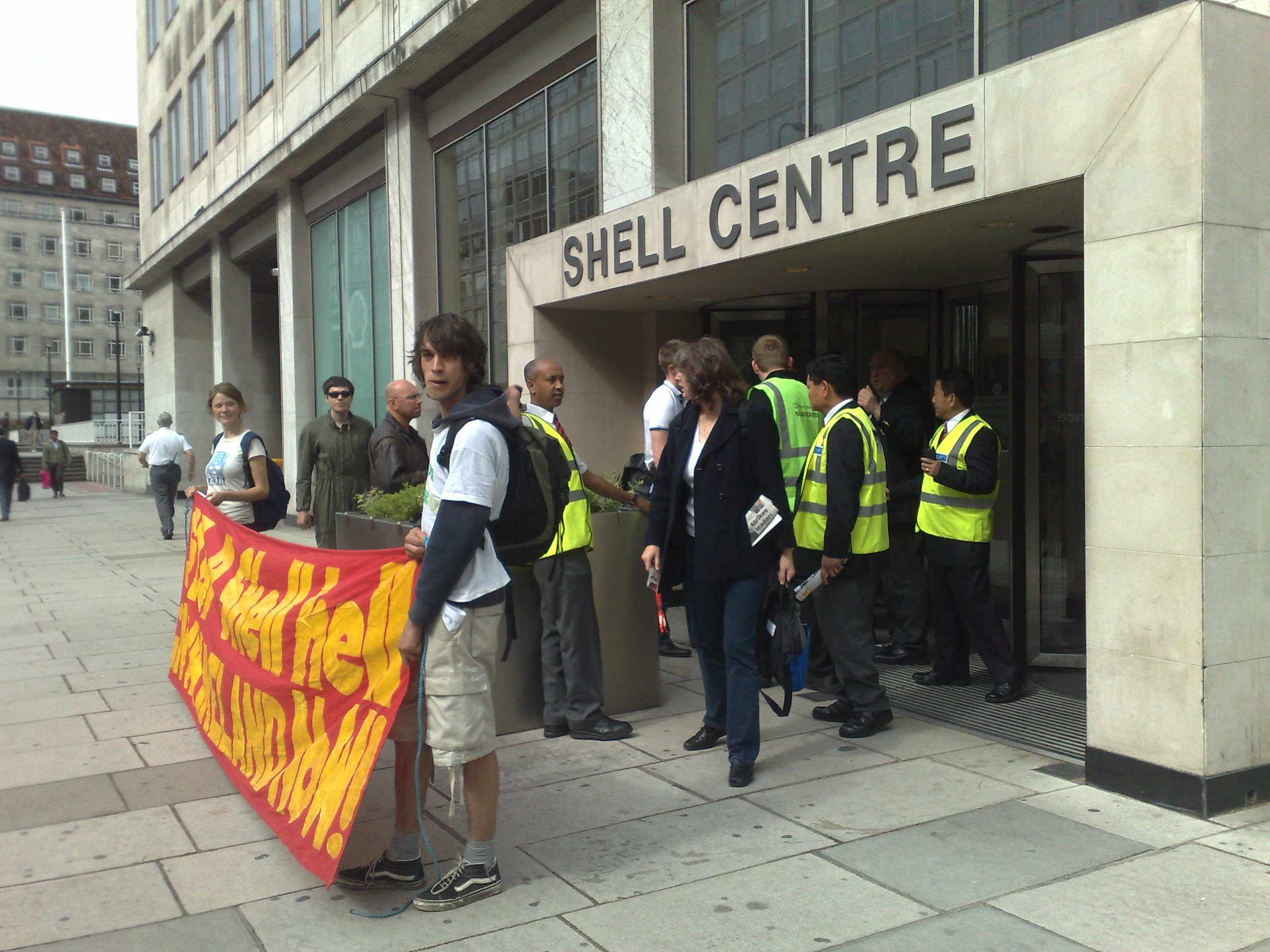 protesters outside Shells Headquarters