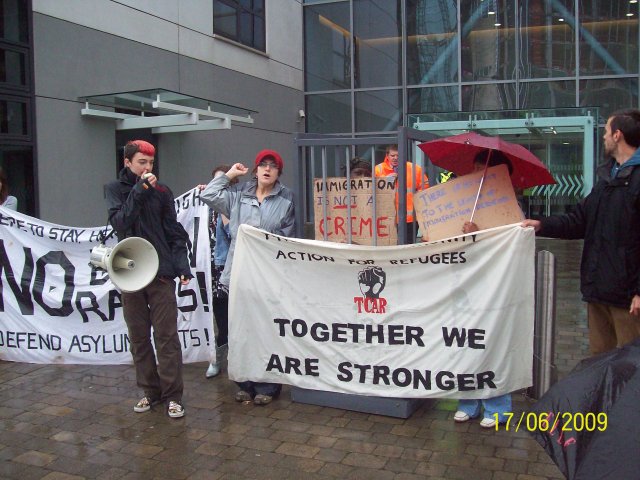We chanted “Justice for Immigrants! Freedom for Refugees!"