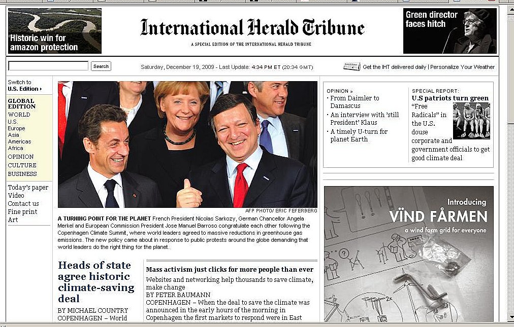 Saturday, December 19, 2009 - International Herald Tribune