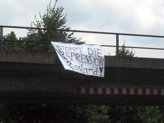 Banner "Stop state oppression in russia!"