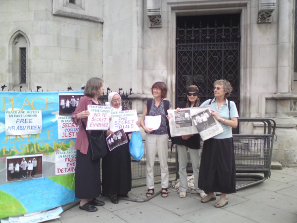 Supporters outside the High Court on 3 July