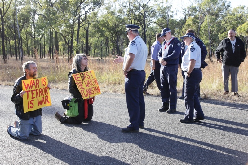 Queensland Police prepare to arrest peace activists Jim Dowling & Ciaron O’ Reil
