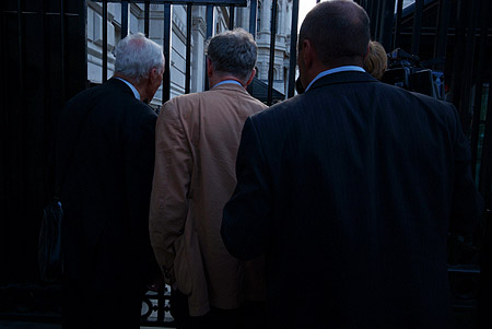 Entering Downing Street.