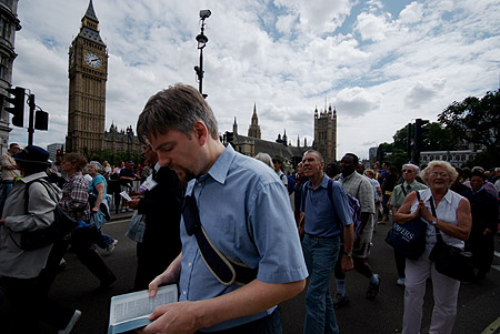 Marching past Parliament.