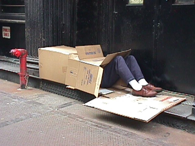Eric W.Bragg and his cardboard home.