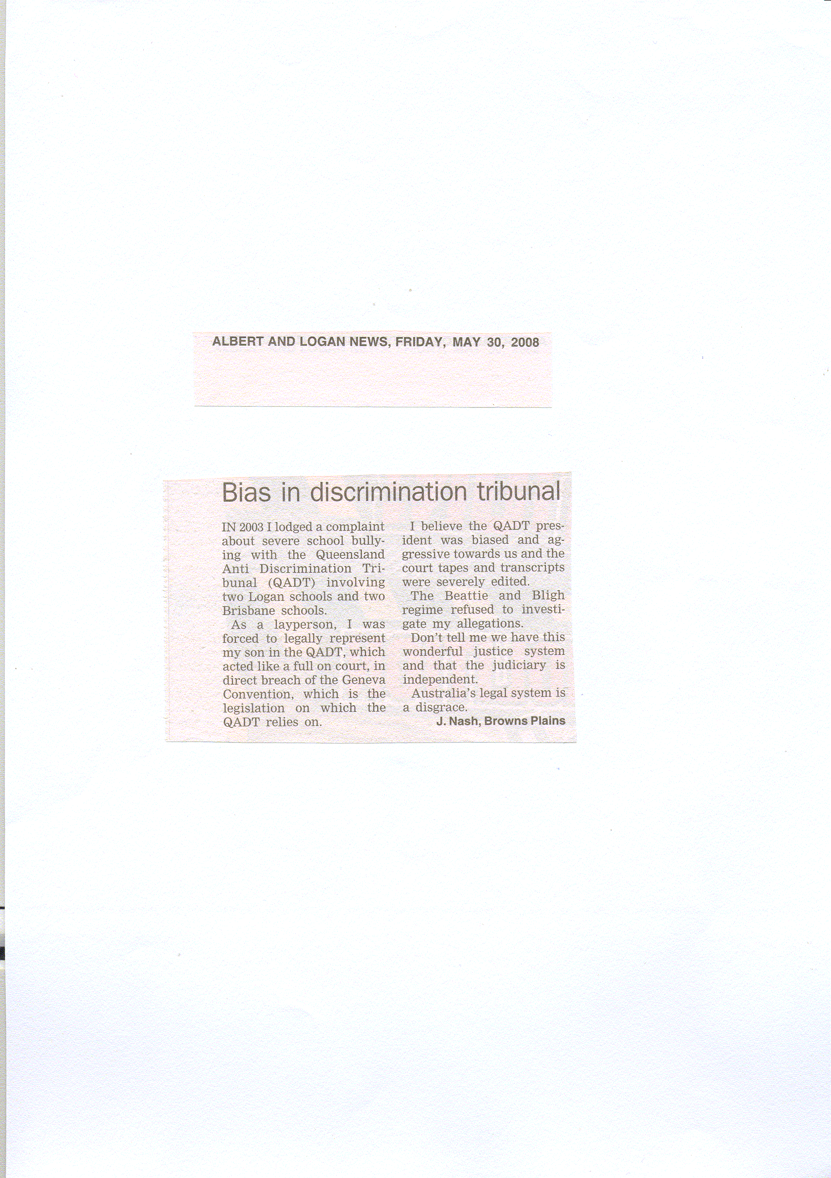 Bias in discrimination tribunal