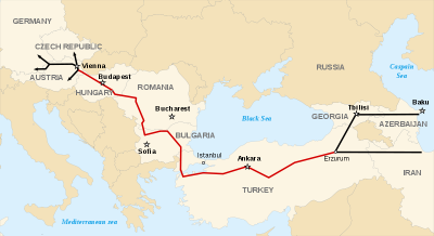 The Nabucco gas pipeline route