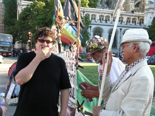 Brian with artist Mark Wallinger (l) and supporter
