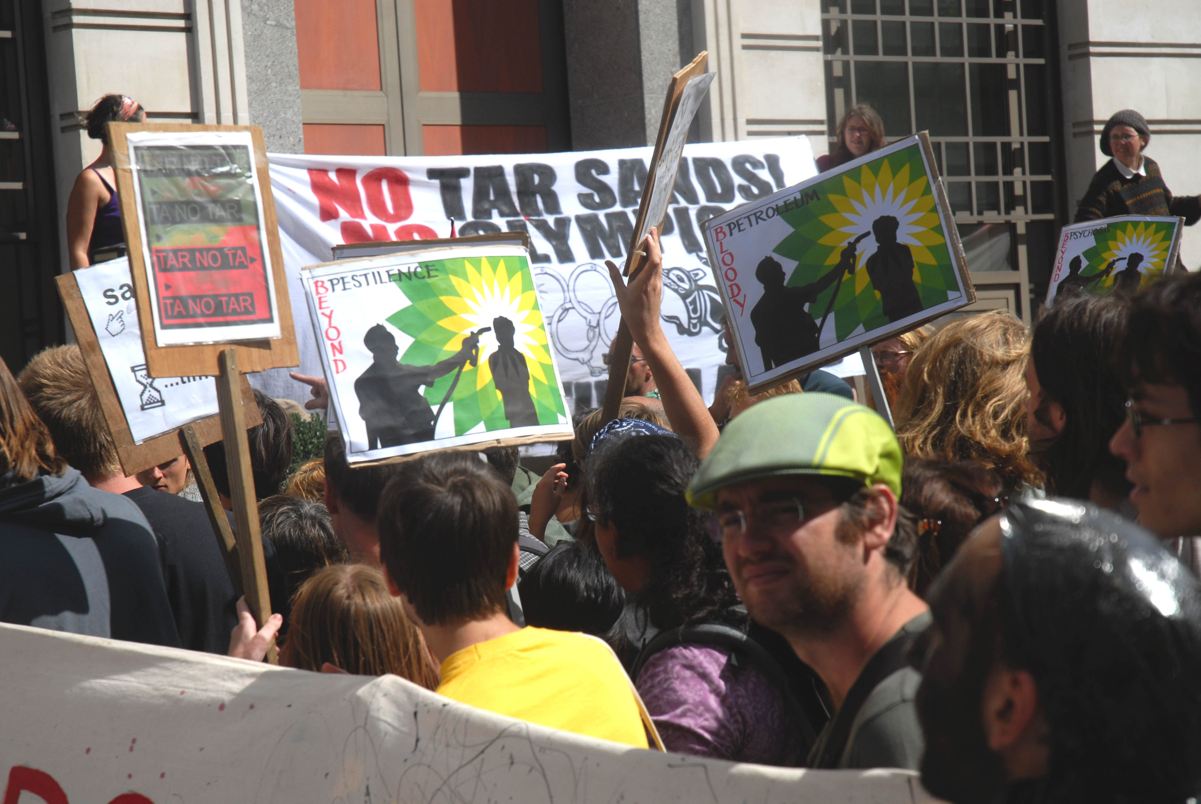 At least 300 people attended the demonstration at BP's London HQ