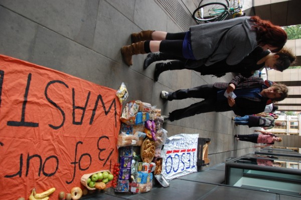 Tom Williams explains the food on show was chucked by Tesco to the public