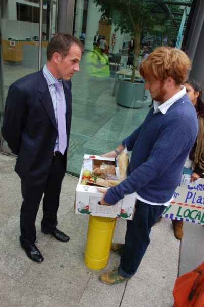 Matthew Butcher Delivers Hamper to Madelson's Office