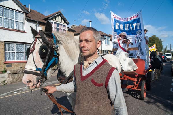 Leading the horse and cart