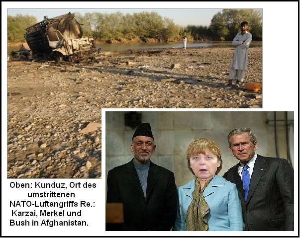NATO-Luftangriff, Karzai, Merkel und Bush