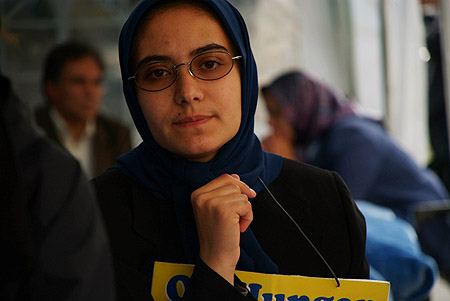 A femal muslim hunger striker.