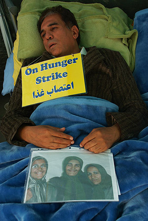A male hunger striker and his family.
