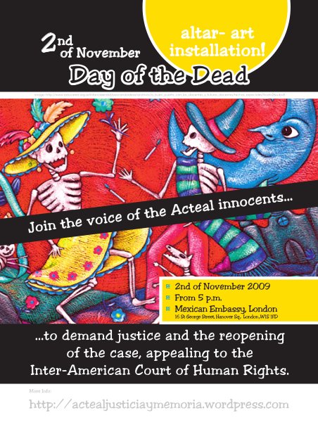 Leaflet of the Acteal event at Mexican Embassy 2009